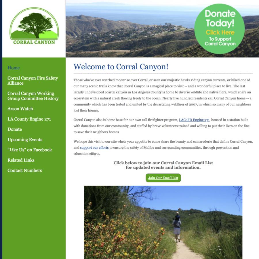 Corral Canyon Malibu HOA website